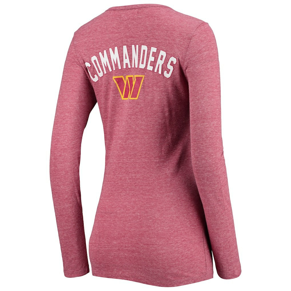 Washington Commanders New Era Women's Scoop Neck Tri-Blend Long Sleeve T-Shirt - Burgundy - NFL