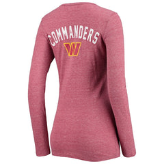 Washington Commanders New Era Women's Scoop Neck Tri-Blend Long Sleeve T-Shirt - Burgundy - NFL