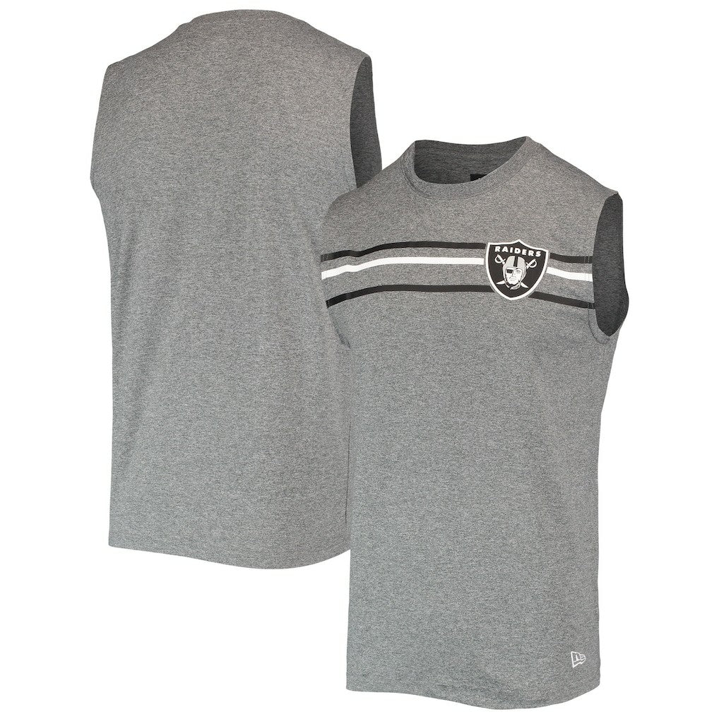 Las Vegas Raiders New Era Brushed Sleeveless Tank Top - Heathered Gray - NFL