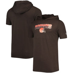 Cleveland Browns New Era Team Brushed Hoodie T-Shirt - Heathered Brown - NFL