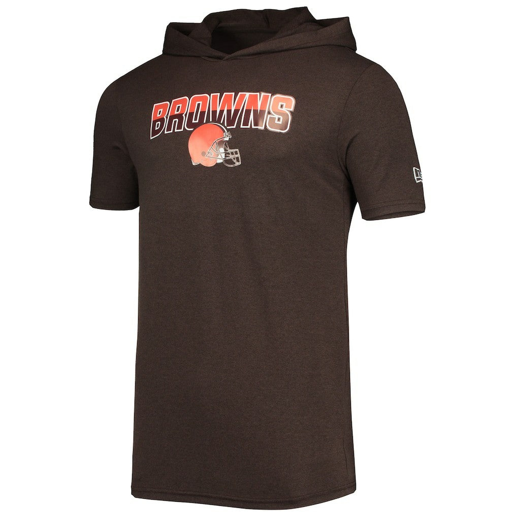 Cleveland Browns New Era Team Brushed Hoodie T-Shirt - Heathered Brown - NFL