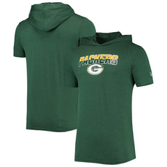 Green Bay Packers New Era Team Brushed Hoodie T-Shirt - Heathered Green - NFL