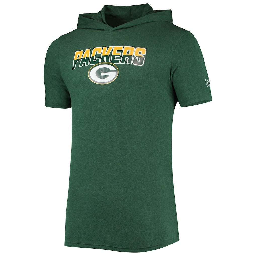 Green Bay Packers New Era Team Brushed Hoodie T-Shirt - Heathered Green - NFL