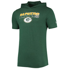 Green Bay Packers New Era Team Brushed Hoodie T-Shirt - Heathered Green - NFL
