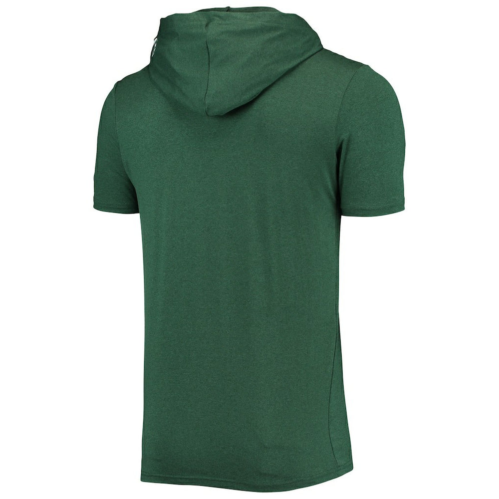 Green Bay Packers New Era Team Brushed Hoodie T-Shirt - Heathered Green - NFL