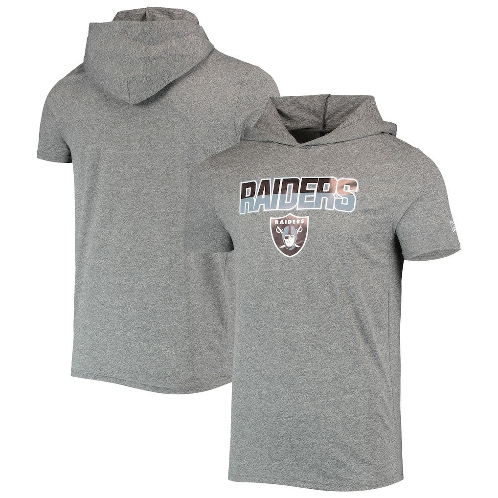 Las Vegas Raiders New Era Team Brushed Hoodie T-Shirt - Heathered Gray - NFL