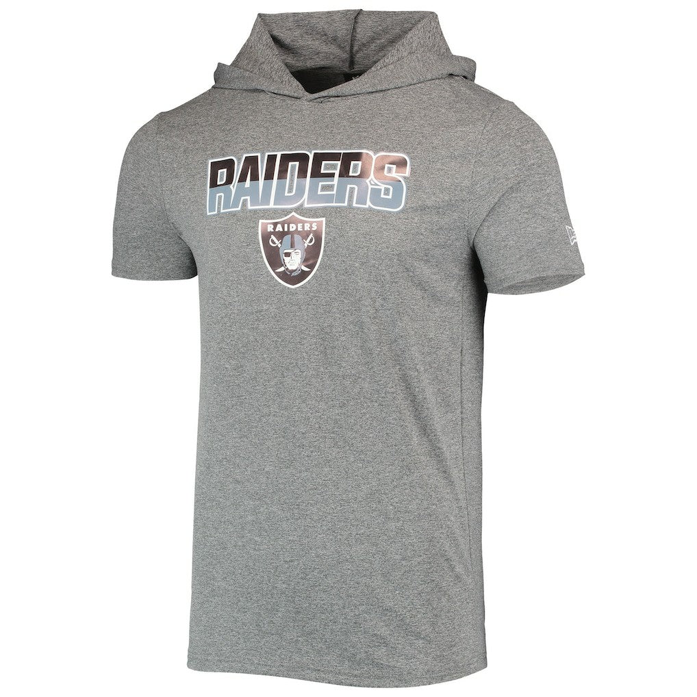 Las Vegas Raiders New Era Team Brushed Hoodie T-Shirt - Heathered Gray - NFL