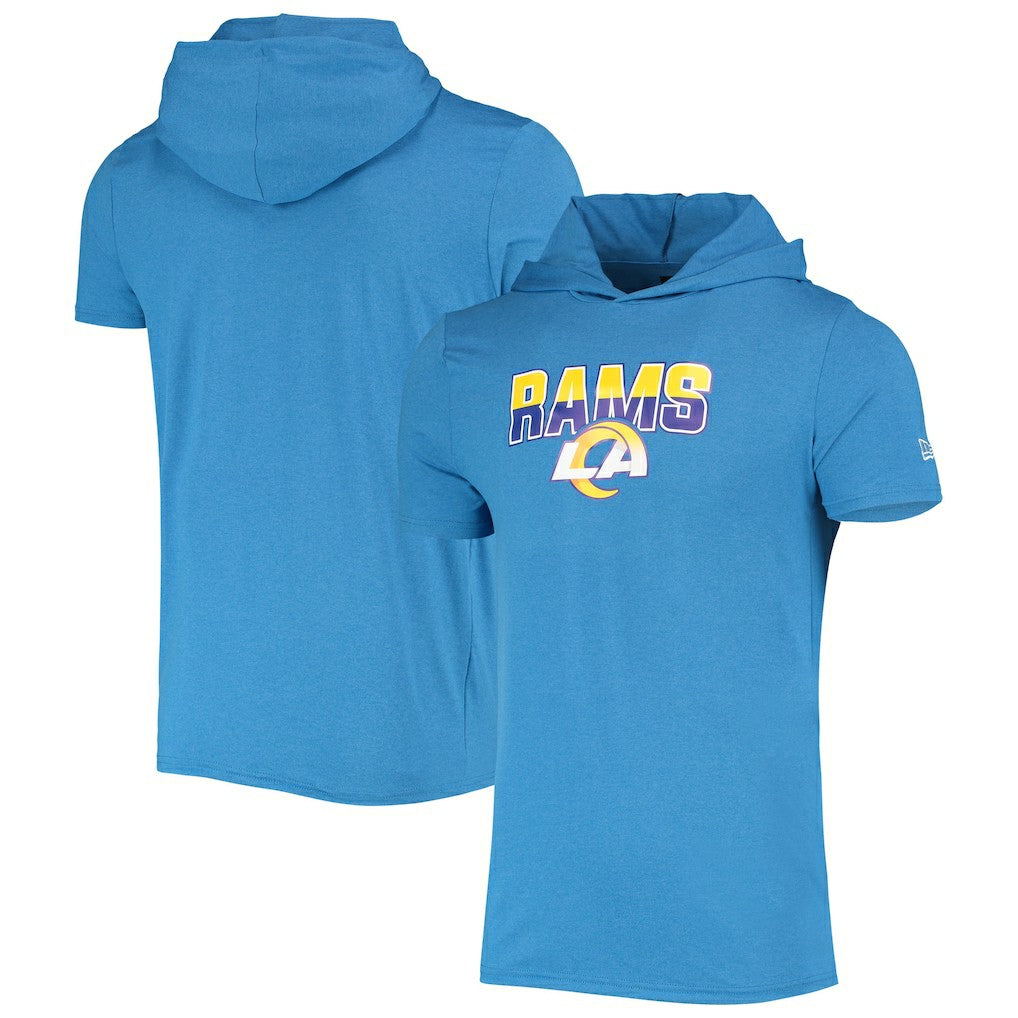Los Angeles Rams New Era Team Brushed Hoodie T-Shirt - Heathered Blue - NFL