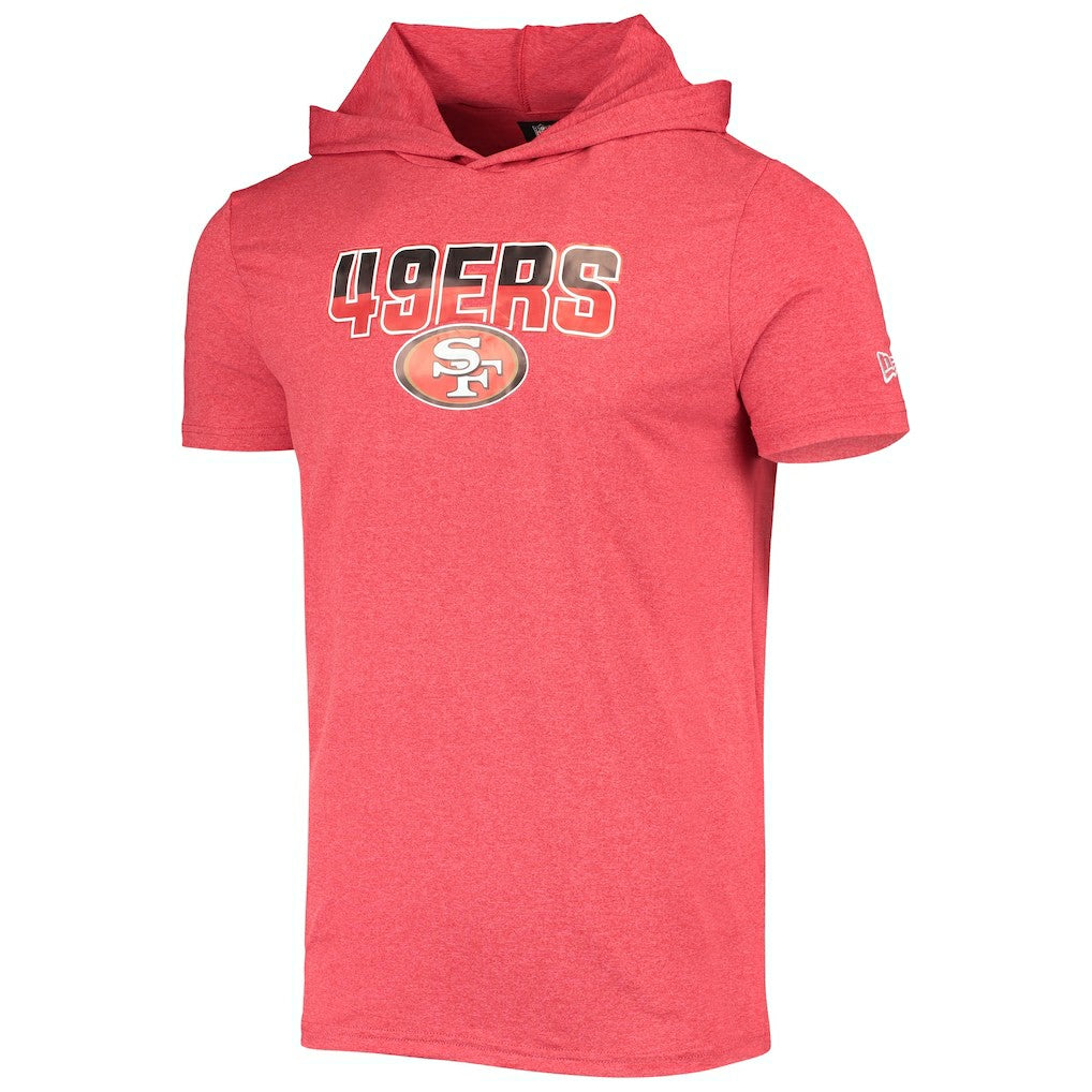 San Francisco 49ers New Era Team Brushed Hoodie T-Shirt - Heathered Red - NFL