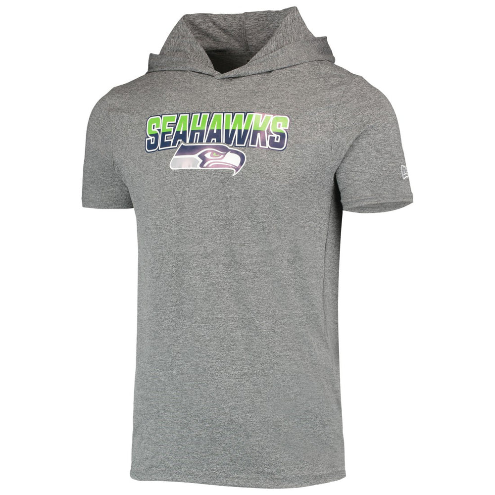 Seattle Seahawks New Era Team Brushed Hoodie T-Shirt - Heathered Gray - NFL
