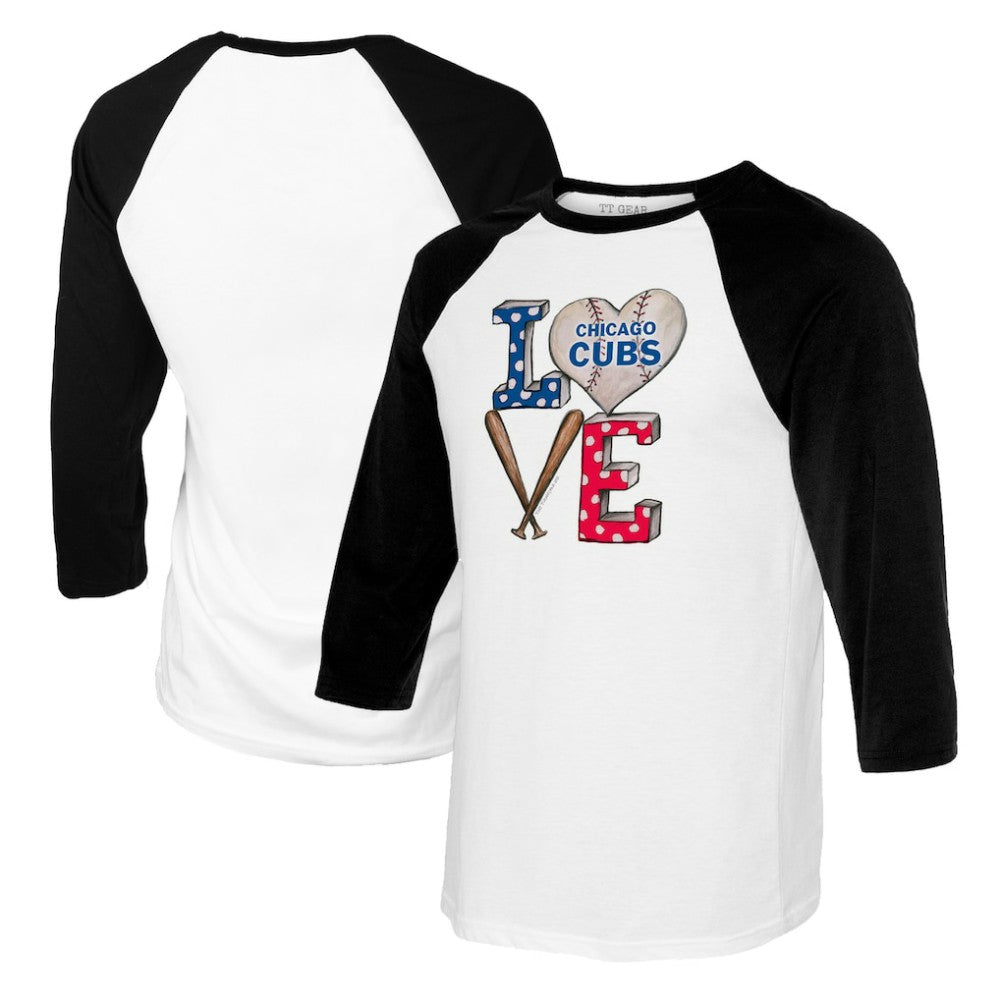 Chicago Cubs Tiny Turnip Women's Baseball Love Raglan 3/4-Sleeve T-Shirt for sale