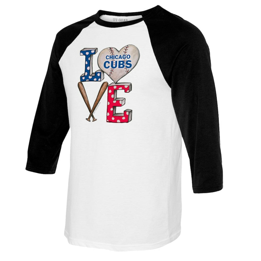 Chicago Cubs Tiny Turnip Women's Baseball Love Raglan 3/4-Sleeve T-Shirt for sale