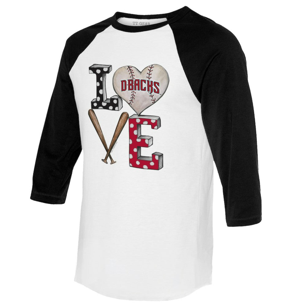 Arizona Diamondbacks Tiny Turnip Women's Baseball Love Raglan 3/4-Sleeve T-Shirt Sale
