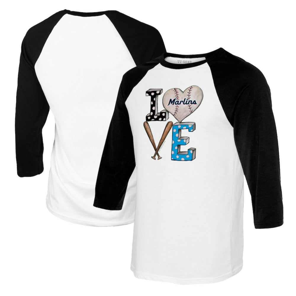 Miami Marlins Tiny Turnip Women's Baseball Love Raglan 3/4-Sleeve T-Shirt Online