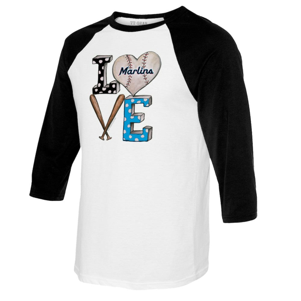 Miami Marlins Tiny Turnip Women's Baseball Love Raglan 3/4-Sleeve T-Shirt Online