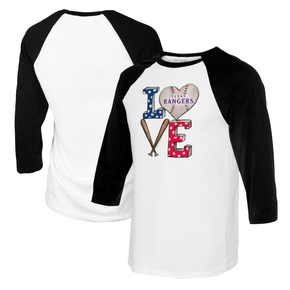 Texas Rangers Tiny Turnip Women's Baseball Love Raglan 3/4-Sleeve T-Shirt Outlet