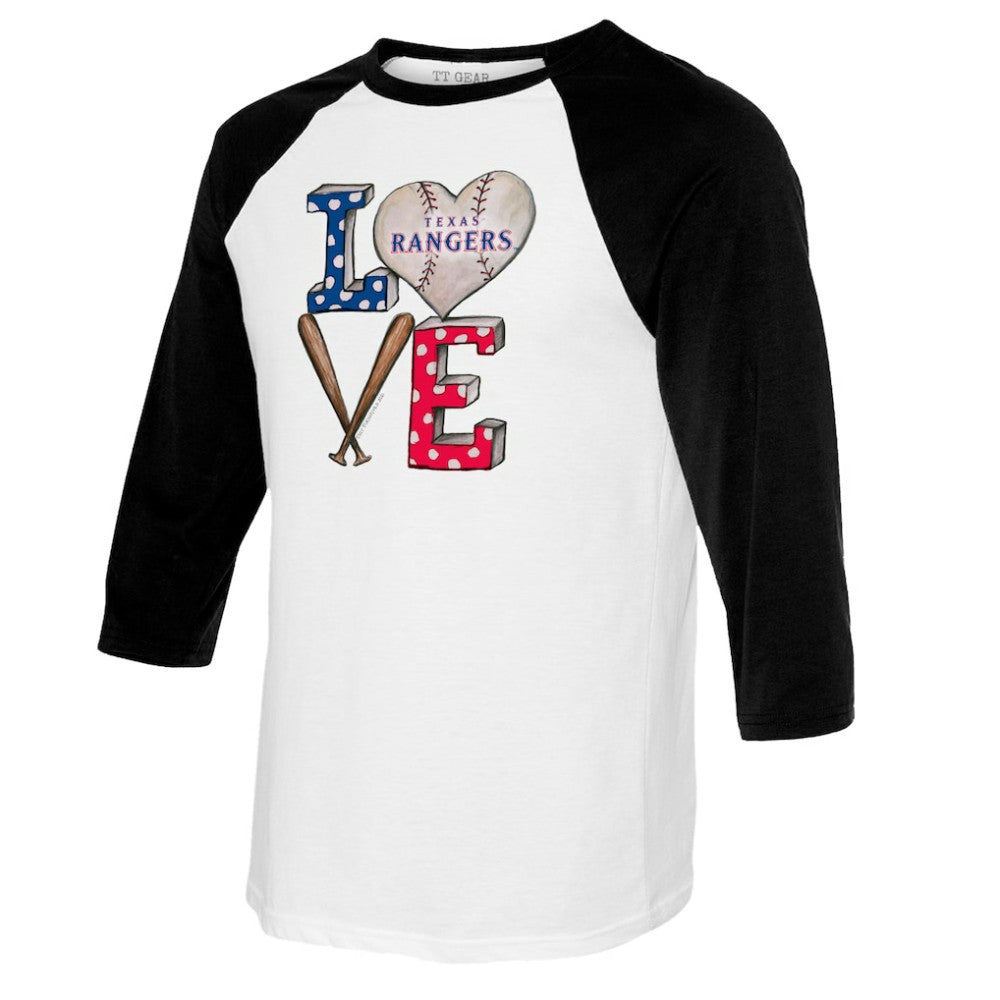 Texas Rangers Tiny Turnip Women's Baseball Love Raglan 3/4-Sleeve T-Shirt Outlet
