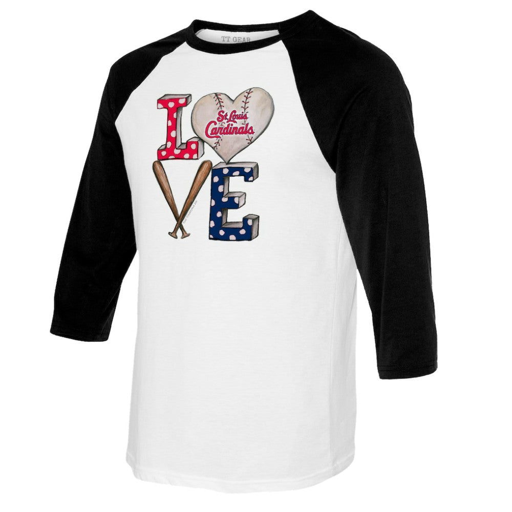 St. Louis Cardinals Tiny Turnip Women's Baseball Love Raglan 3/4-Sleeve T-Shirt for sale