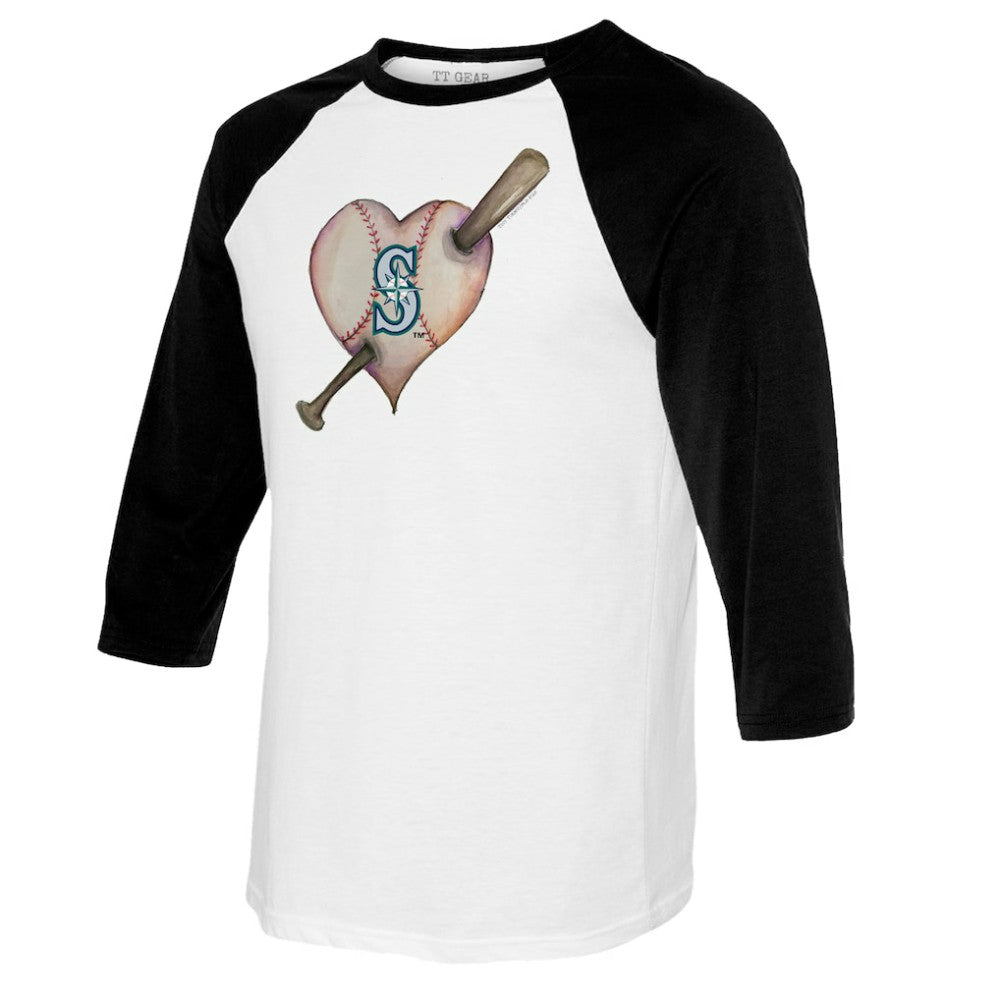 Seattle Mariners Tiny Turnip Youth Heart Bat Raglan 3/4 Sleeve T-Shirt Online
