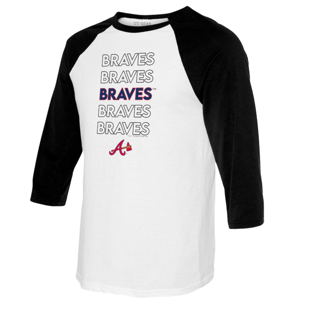 Atlanta Braves Tiny Turnip Youth Stacked Raglan 3/4 Sleeve T-Shirt Near Me
