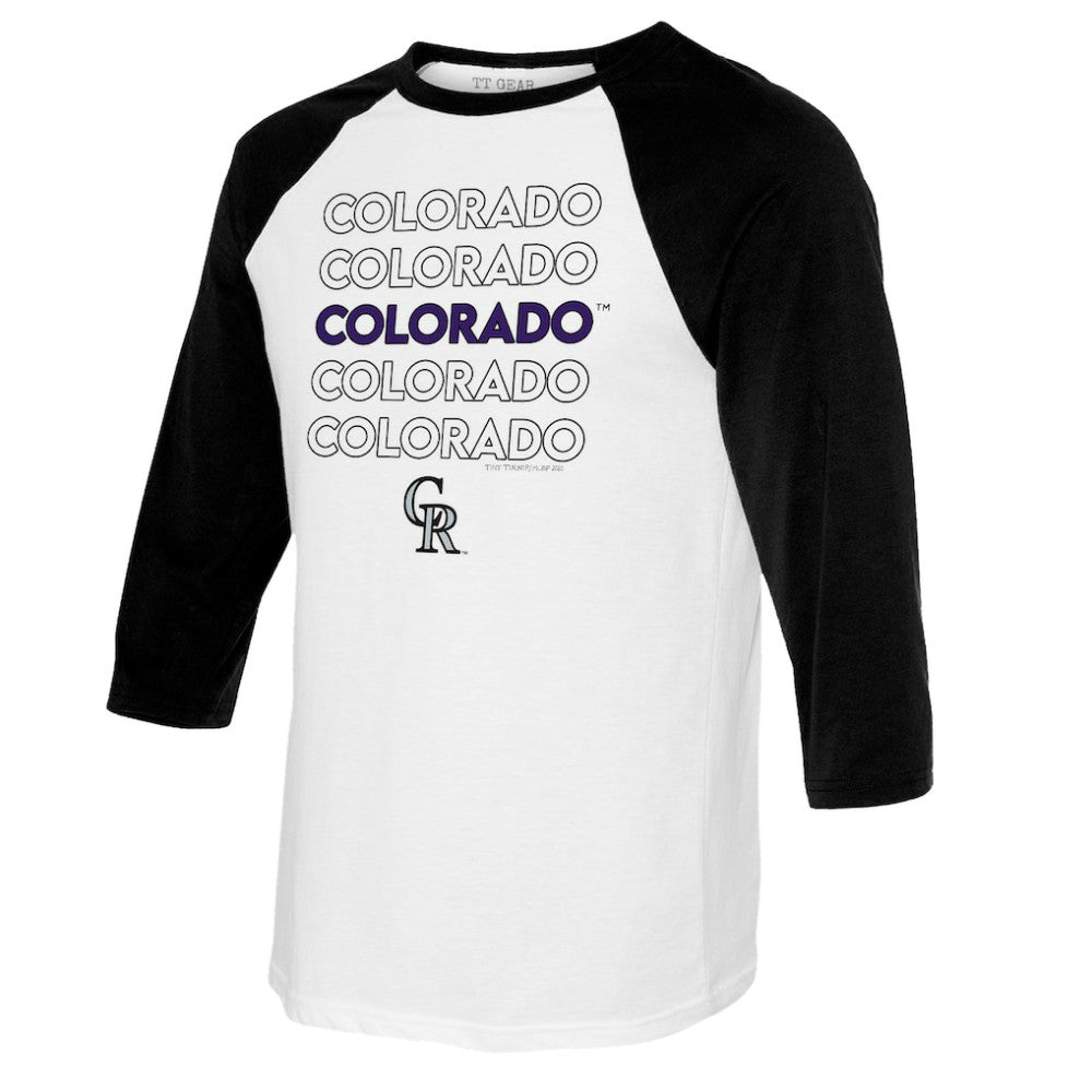 Colorado Rockies Tiny Turnip Youth Stacked Raglan 3/4 Sleeve T-Shirt for sale