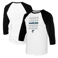 Miami Marlins Tiny Turnip Youth Stacked Raglan 3/4 Sleeve T-Shirt Discount