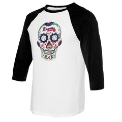 Atlanta Braves Tiny Turnip Women's Sugar Skull 3/4-Sleeve Raglan T-Shirt Near Me