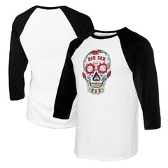 Boston Red Sox Tiny Turnip Women's Sugar Skull 3/4-Sleeve Raglan T-Shirt Discount