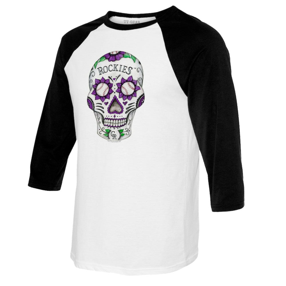 Colorado Rockies Tiny Turnip Women's Sugar Skull 3/4-Sleeve Raglan T-Shirt Near Me