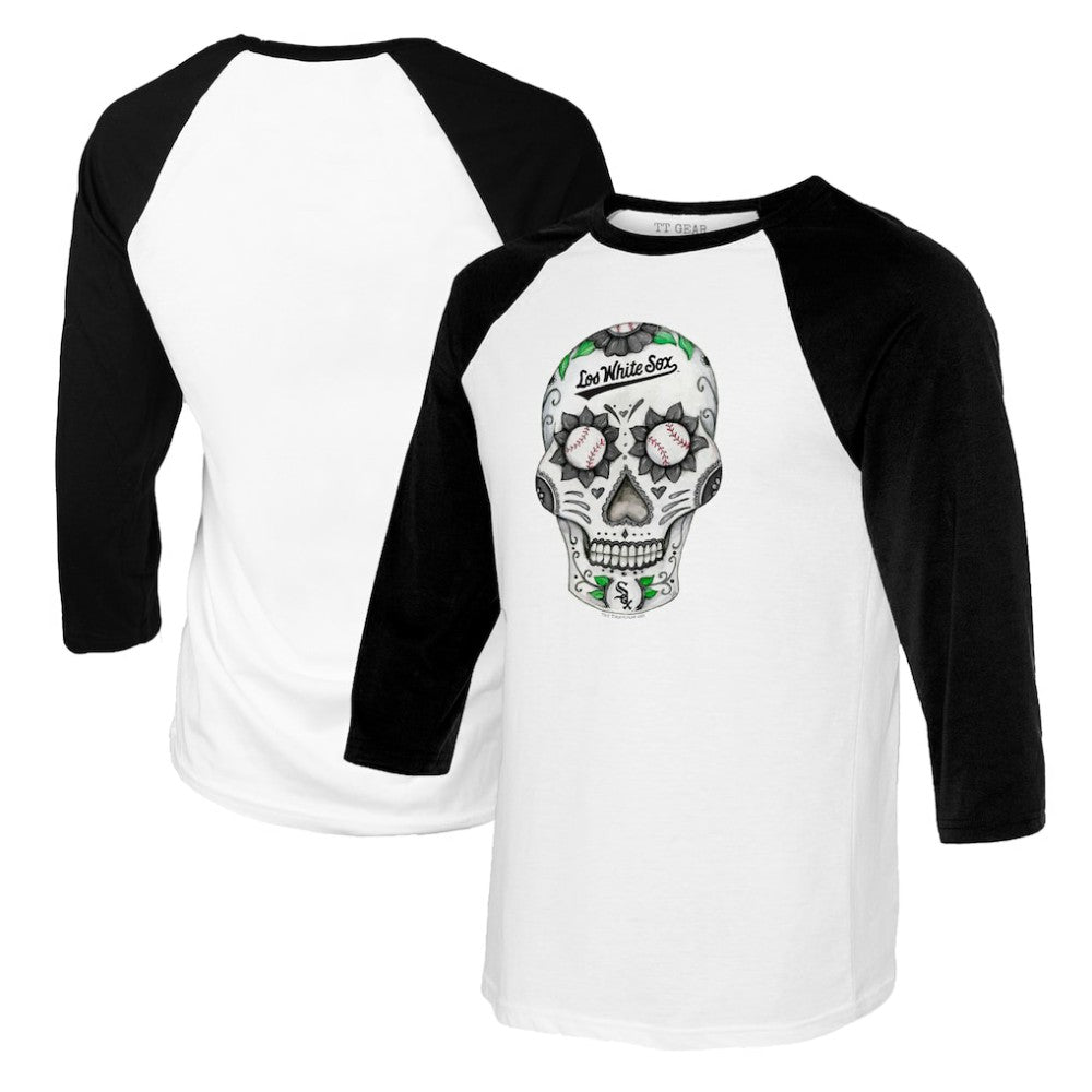 Chicago White Sox Tiny Turnip Women's Sugar Skull 3/4-Sleeve Raglan T-Shirt Discount