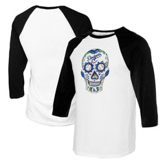 Los Angeles Dodgers Tiny Turnip Women's Sugar Skull 3/4-Sleeve Raglan T-Shirt Outlet