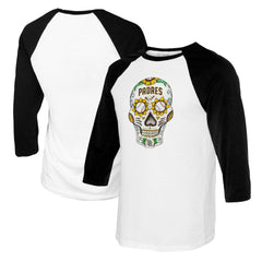 San Diego Padres Tiny Turnip Women's Sugar Skull 3/4-Sleeve Raglan T-Shirt Discount