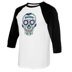 Seattle Mariners Tiny Turnip Women's Sugar Skull 3/4-Sleeve Raglan T-Shirt Near Me