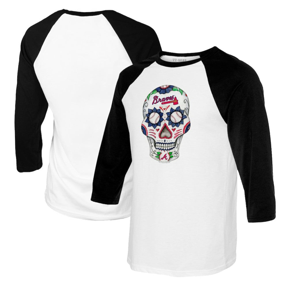 Atlanta Braves Tiny Turnip Youth Sugar Skull Raglan 3/4 Sleeve T-Shirt Online