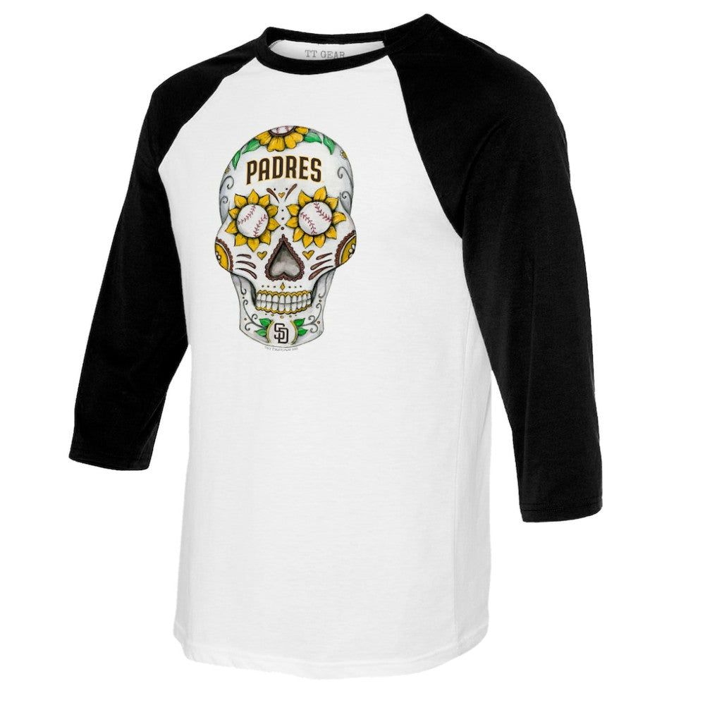 San Diego Padres Tiny Turnip Youth Sugar Skull Raglan 3/4 Sleeve T-Shirt for sale