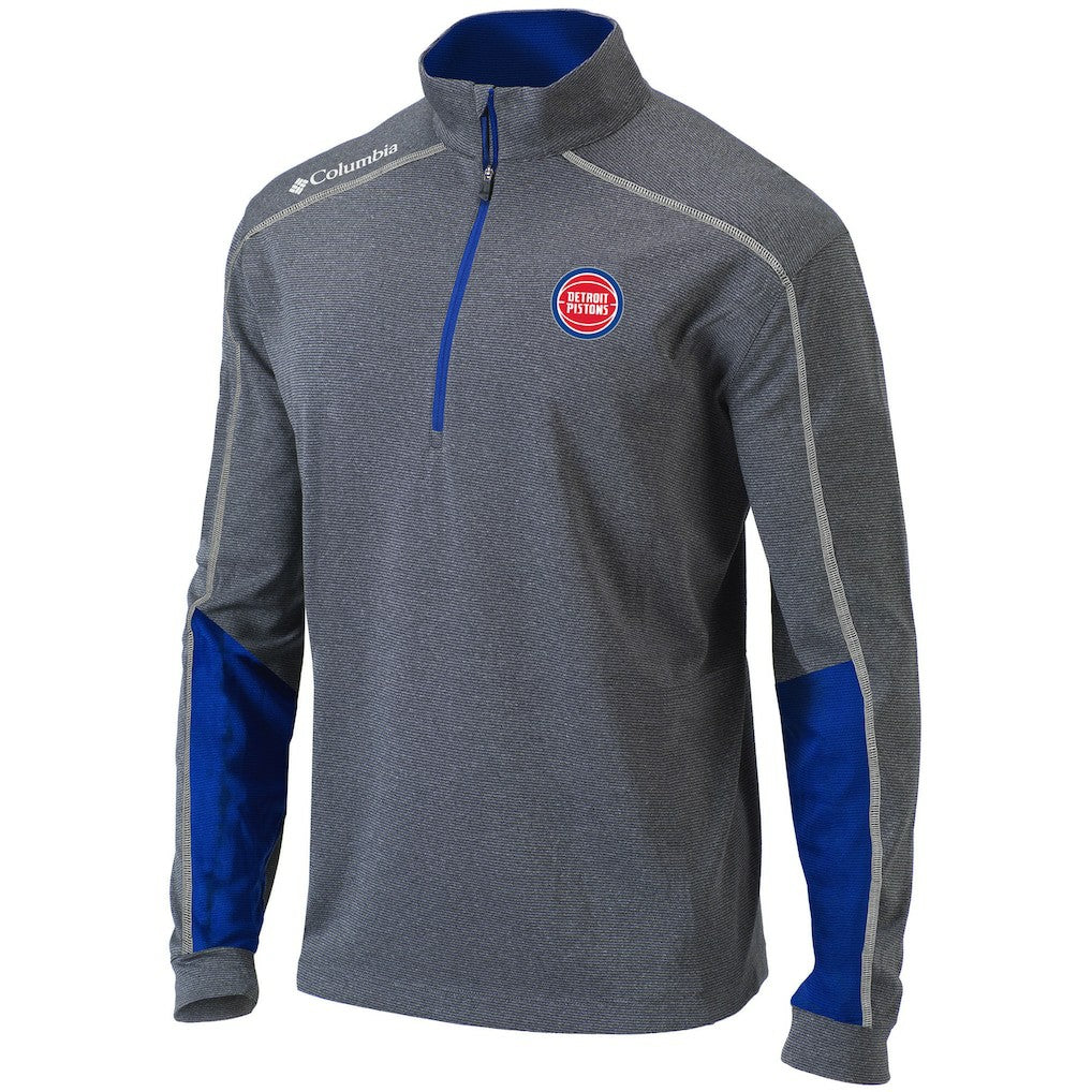 Columbia Detroit Pistons Omni-Wick Shotgun 2.0 Quarter-Zip Pullover Top Heathered Gray/Blue