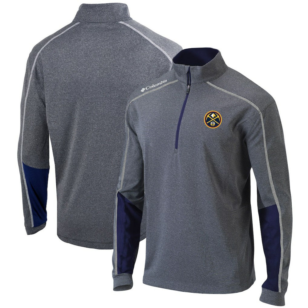 Columbia Denver Nuggets Omni-Wick Shotgun 2.0 Quarter-Zip Pullover Top Heathered Gray/Navy