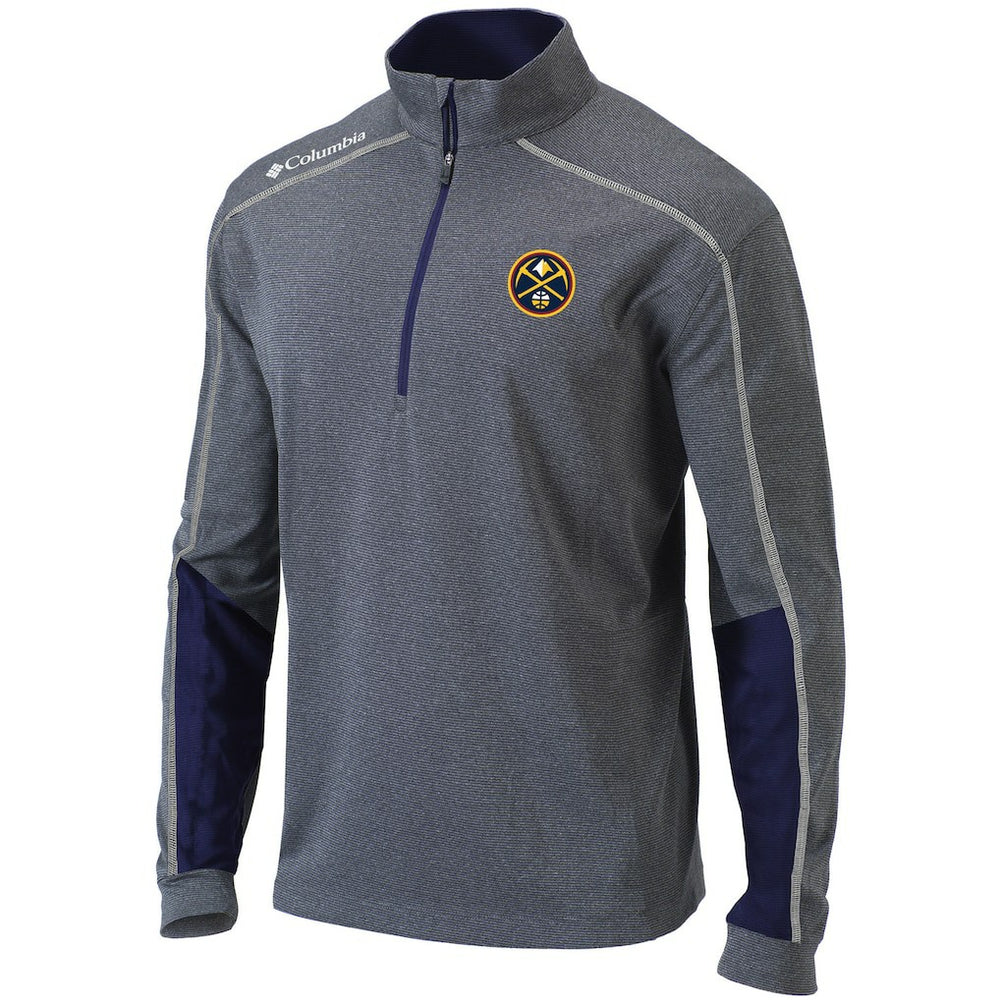 Columbia Denver Nuggets Omni-Wick Shotgun 2.0 Quarter-Zip Pullover Top Heathered Gray/Navy