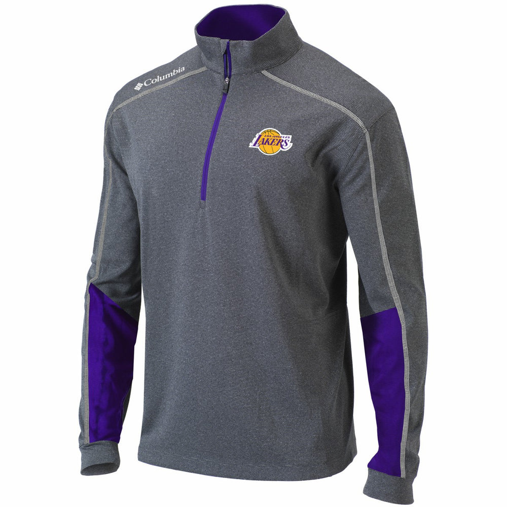 Columbia Los Angeles Lakers Omni-Wick Shotgun 2.0 Quarter-Zip Pullover Top Heathered Gray/Purple