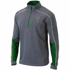 Columbia Milwaukee Bucks Omni-Wick Shotgun 2.0 Quarter-Zip Pullover Top Heathered Gray/Green