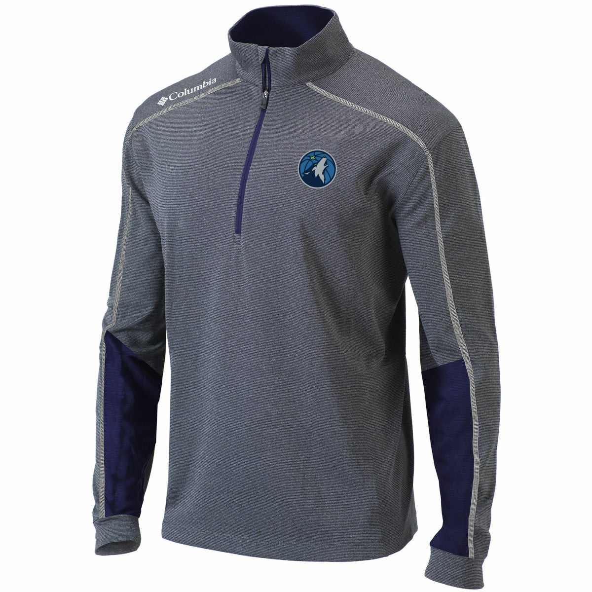 Columbia Minnesota Timberwolves Omni-Wick Shotgun 2.0 Quarter-Zip Pullover Top Heathered Gray/Navy