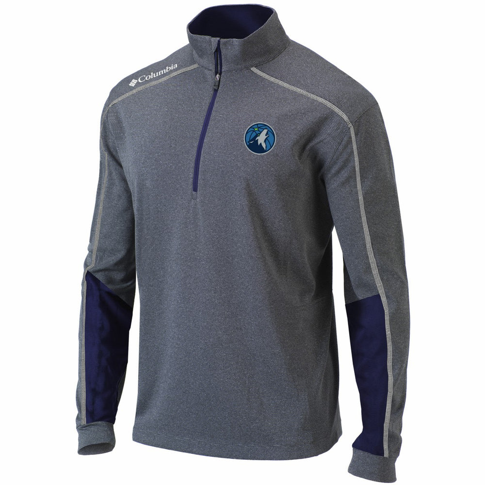 Columbia Minnesota Timberwolves Omni-Wick Shotgun 2.0 Quarter-Zip Pullover Top Heathered Gray/Navy