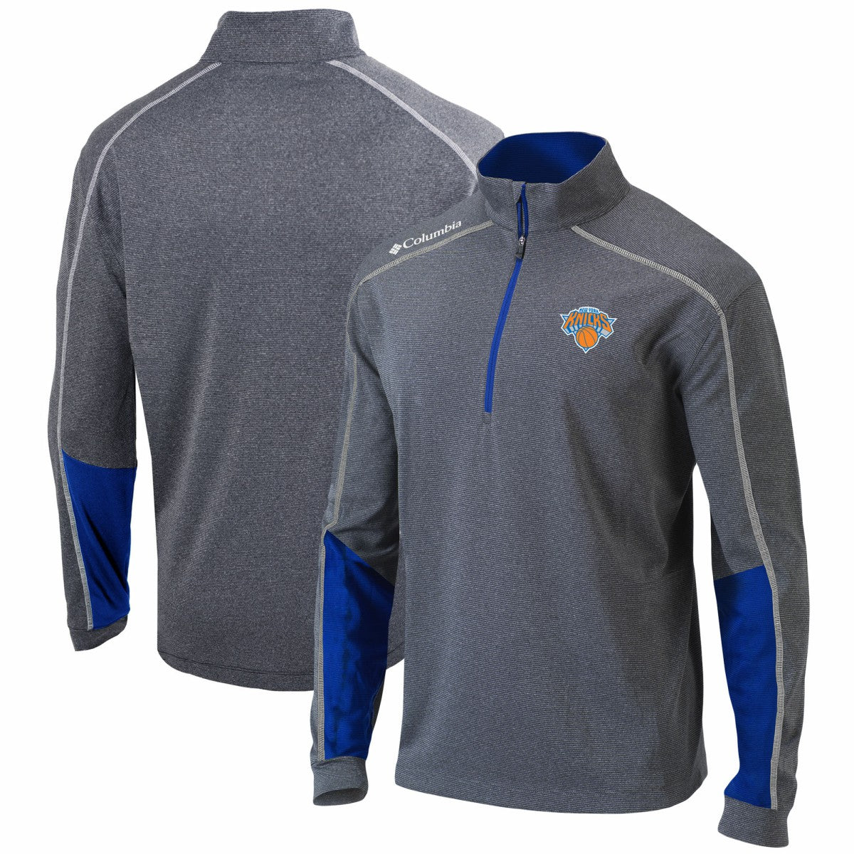 Columbia New York Knicks Omni-Wick Shotgun 2.0 Quarter-Zip Pullover Top Heathered Gray/Blue