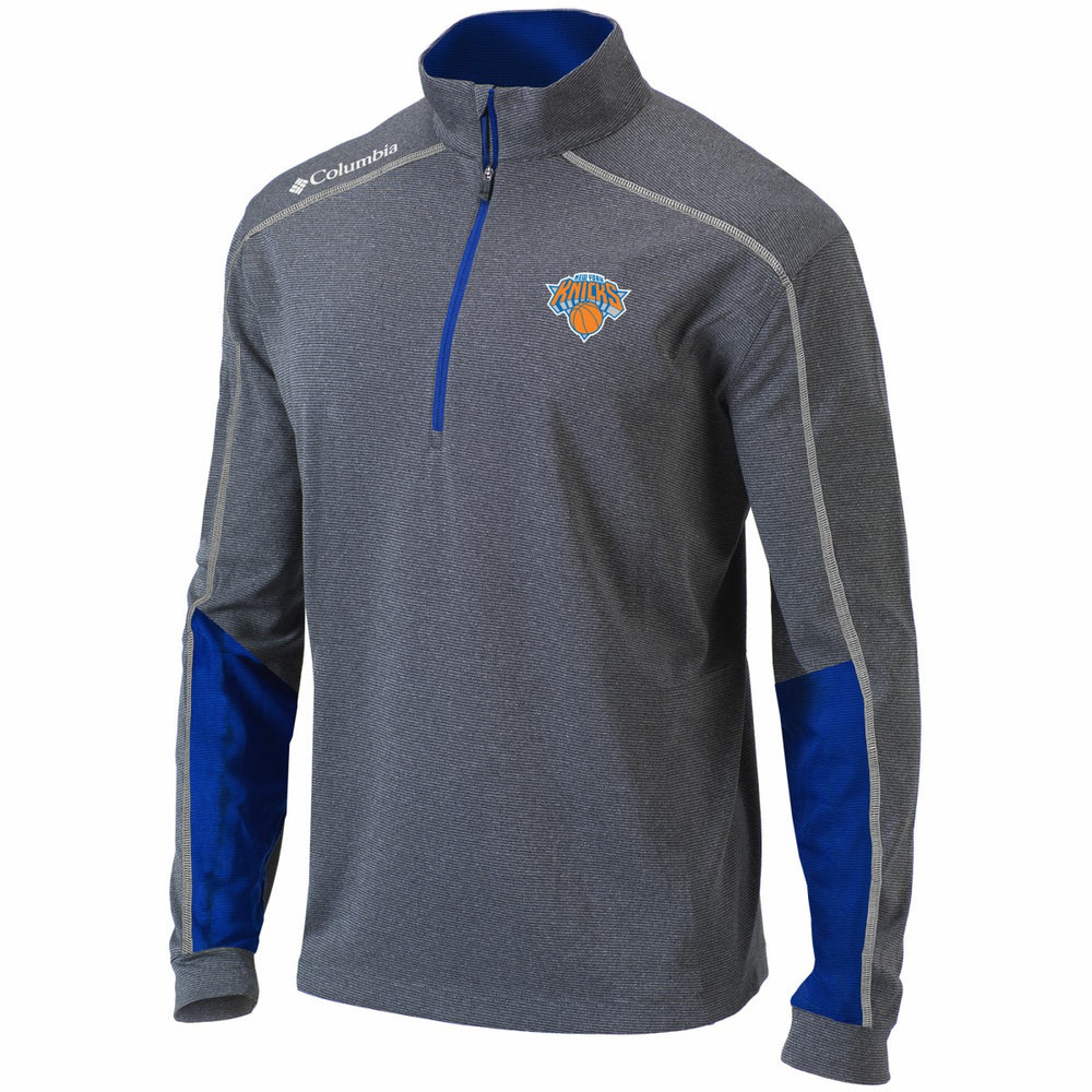 Columbia New York Knicks Omni-Wick Shotgun 2.0 Quarter-Zip Pullover Top Heathered Gray/Blue