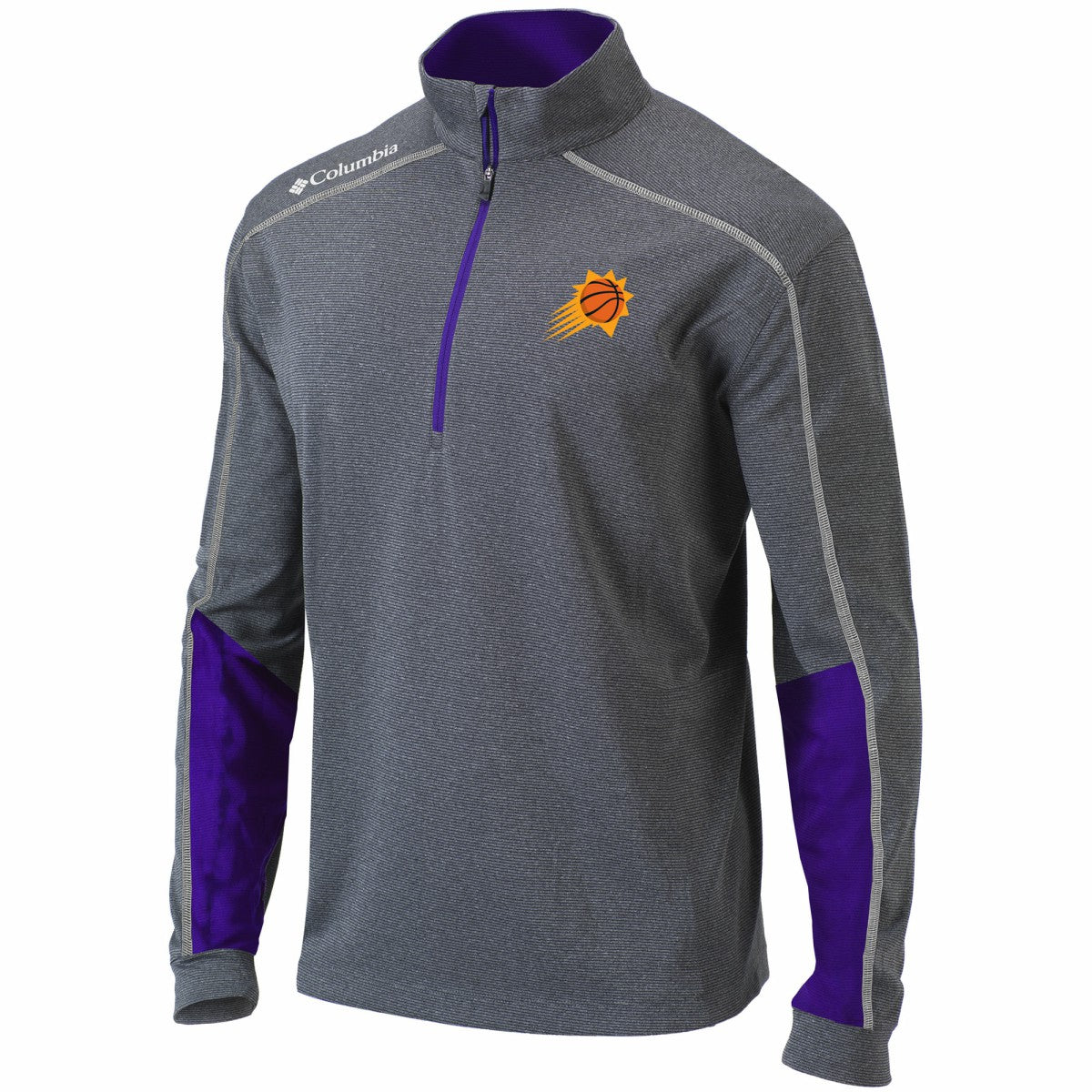 Columbia Phoenix Suns Omni-Wick Shotgun 2.0 Quarter-Zip Pullover Top Heathered Gray/Purple