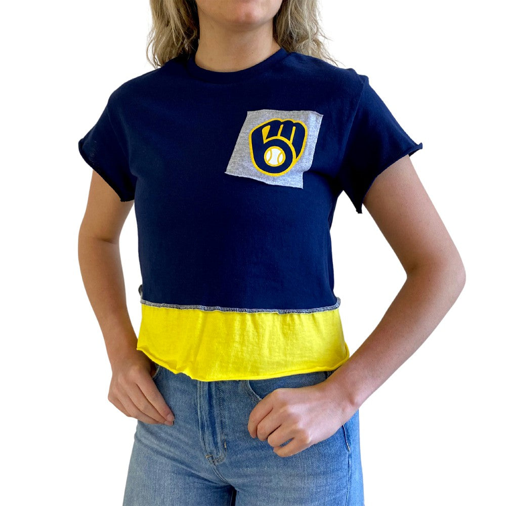 Milwaukee Brewers Refried Apparel Women's Cropped T-Shirt Sale