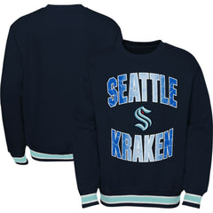 Seattle Kraken Youth Classic Blueliner Pullover Sweatshirt - Deep Sea Blue | NHL Clearance
