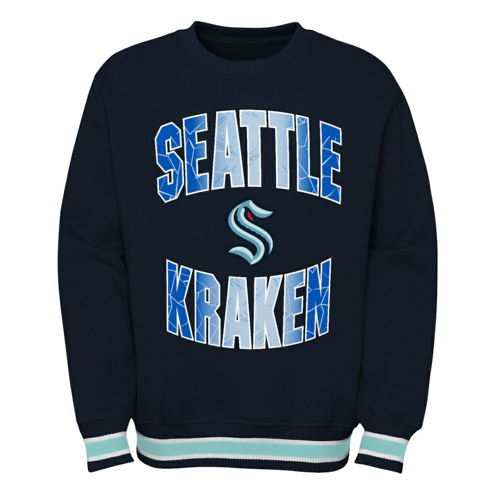 Seattle Kraken Youth Classic Blueliner Pullover Sweatshirt - Deep Sea Blue | NHL Clearance
