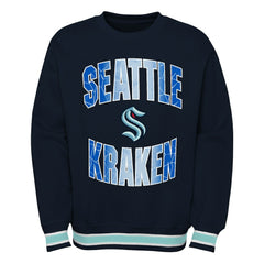 Seattle Kraken Youth Classic Blueliner Pullover Sweatshirt - Deep Sea Blue | NHL Clearance