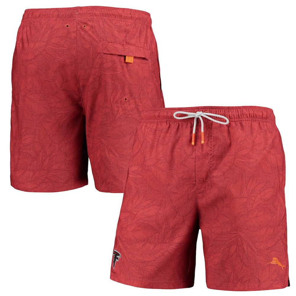 Atlanta Falcons Naples Layered Leaves Swim Trunks - Red - Tommy Bahama